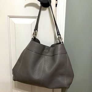 Coach Lexy Grey Leather Pebbled Purse